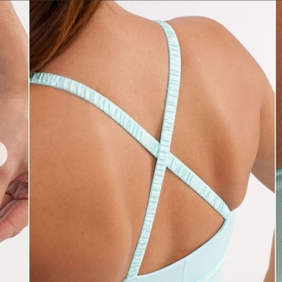 Lululemon dance strap tank aquamarine cross strap ballerina sz 6 self bra - Picture 3 of 12